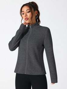 Easithlete Set de 2 chaquetas deportivas minimalistas de unicolor con cuello alto y cremallera frontal - Multicolor - Ver 4