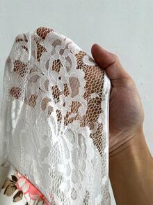 Elenzga 大码女士优雅蕾丝拼接印花连衣裙 - 彩色 - 查看 7