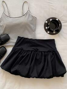 Comfortcana Women's Valentine Day Low-Waist Heart Printed Mini Pleated Skirt