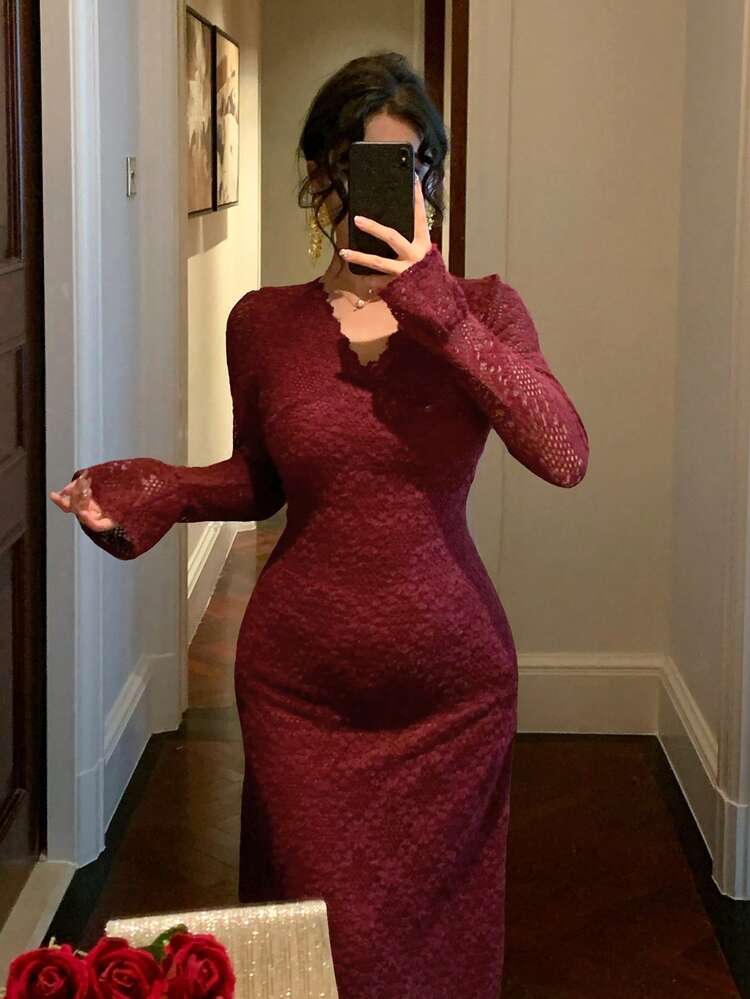 Elegant Lace Dress, Formal Gown, Graceful And Charming Valentine's Day Maxi Dress