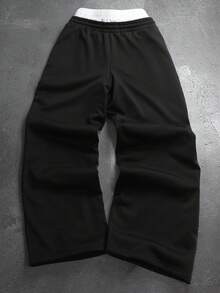 PAVTROS Men's Drawstring Waist Pockets Star Embroidery Pattern Casual Sweatpants, Versatile For Autumn/Winter Mens Wide Leg Pants Double Design Pants Embroidered Pants Street Wear Pants - Multicolor - View 2