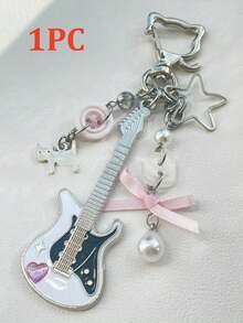 1pc/2pcs Cute Cat Guitar Bow Beaded Guitar Pendant, Adorable Keychain, Card Holder, Book Ccd Pendant, Christmas Gift, Exquisite Little Gift - Multicolor - View 13