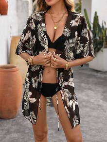 Swim Vcay 1 pieza Kimono de mujer con estampado tropical casual para vacaciones