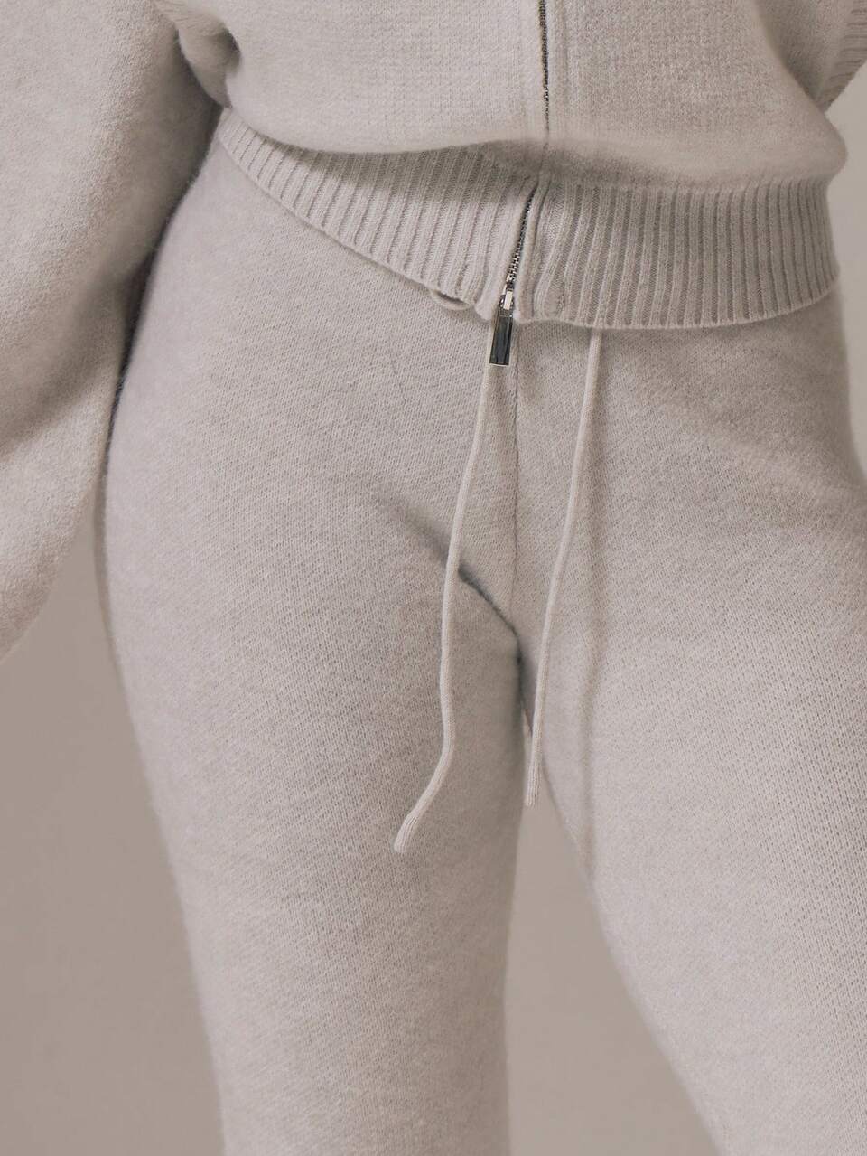 Active Grey Knit Tie Waist Flared Tracksuit Bottoms Only