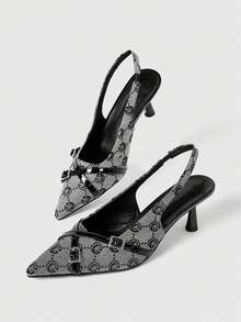 Sleekvia Women's Pointed Toe Buckle Design Fashionable High Heels, Versatile For Daily Wear - Black - View 2