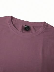 Manfinity Homme Men's Casual Letter Graphic Round Neck Long Sleeve T-Shirt, Autumn - Purple - View 4