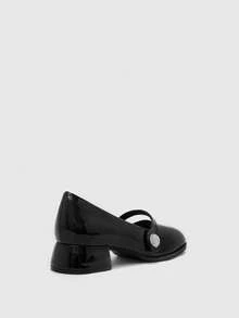 CUCCOO BIZCHIC 新款时尚女士高跟鞋，小方头设计，饰以珍珠和水钻搭扣，优雅通勤风，百搭款式，适合职场、办公室和休闲场合穿着。 - 黑色 - 查看 4