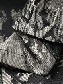 DAZY 女士花卉提花褶裥优雅半身裙 - 黑色 - 查看 8