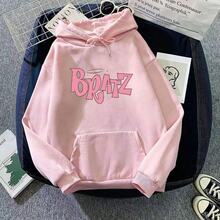 Sudadera con capucha y estampado de letras de dibujos animados para mujer,Camiseta con capucha de estilo callejero para mujer - Rosa - Ver 2