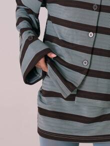 MUSERA 条纹高腰迷你裙套装 休闲可爱秋冬舒适居家服 Coco Cloud