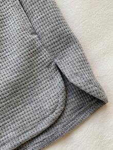 SHEIN EZwear Women'S Solid Color Drawstring Waist Shorts - Grey - View 5