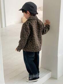 DAZY Toddler Boys' Washed Korean Casual Street Denim Jacket - Camel - View 2