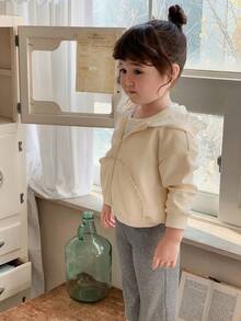 DAZY 女童连帽蕾丝拼接口袋长袖外套，秋冬季