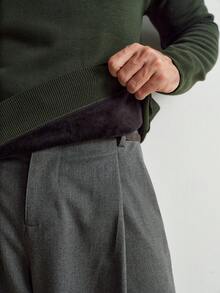 Manfinity CityGents Men's Solid Color Turtleneck Long Sleeve Casual Fleece Sweater, Autumn/Winter - Army Green - View 4