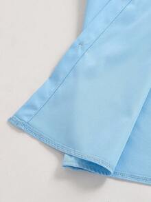 青少年男士绅士风单品，浅蓝色立领百搭时尚长袖衬衫，绅士衬衫，商务优雅校服个性化套装，生日派对日常休闲外套，优雅简约风格 - 淺藍色 - 查看 4