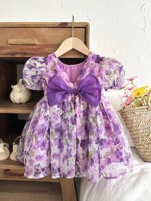 LMoss Kids 女婴雪纺碎花泡泡袖休闲连衣裙 - 彩色 - 查看 7