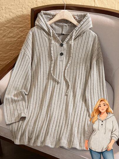 Rusticease 大码女式秋冬乡村休闲长袖纯色卫衣，秋冬外出，2025新款，连帽上衣，简约时尚，适合日常穿着，圣诞节，新年，舒适透气