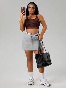 Rhythm Era 大码女士无缝豹纹交叉后背运动文胸 - 棕色 - 查看 7