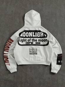 Manfinity EMRG Men's Minimalist Printed Hooded Long Sleeve Sweatshirt Sweatshirt Zip Up Hoodie Men S Letter Graphic Print Zip Up Hoodie Graphic Zip Ups Men S Street Wear Zip Up Graphic Print Hoodie - Multicolor - View 2