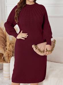 Lacomfia Robe décontracté en tricot de couleur unie, polyvalente, grande taille, automne/hiver