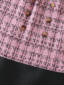 SHEIN Girls Elastic Long Sleeve T-Shirt & Elegant Skirt Set, Suitable For Outings, Street, Back To School, Campus Wear - Pink - View 5