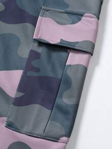 Manfinity Roghcode Men's Letter Camo Print 2 In 1 Long Sleeve T-Shirt And Cargo Pants Casual Suit Men 2 Piece Set Camo Set Mans 2 Pieces Sets - Multicolor - View 7