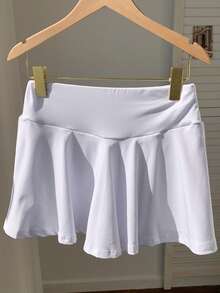 SHEIN EZwear Mùa hè Eo 2 trong1 Váy quần - trắng - Xem 2