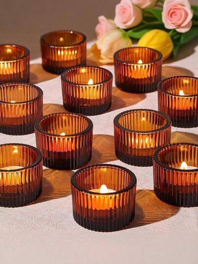 Candle Holder Set Of 4/12/24/36, 2'' X 1.4'' Small Glass Tealight Votive Candle Holders (Excluding Candles), Perfect For Wedding Table Centerpiece And Halloween Christmas Holiday Party Home Decoration