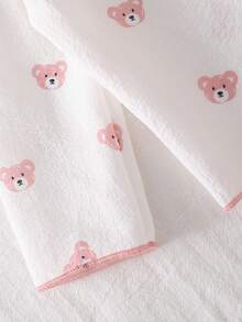 Baby Girls Pajamas-2 Pieces Pajama Set Pink Bear Print Long Sleeve Button Front Collar Top Elastic Waist Long Pants Soft Cozy Lightweight All Season Holiday 2026 Essential Nightwear Bedtime Gift For Infants Toddlers - Multicolor - View 7