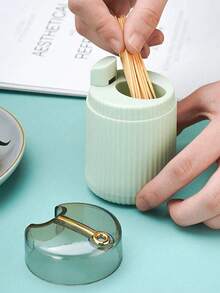 1/2支装易按压自动牙签盒 - 时尚耐用的塑料支架，高档按压式便携式牙签瓶，适用于厨房和餐厅装饰 - 彩色 - 查看 9