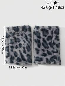 ROMWE Goth 1 Pair Y2K Stylish Sweet Casual Cute High-Quality Plush Warm Blue Faux Rabbit Fur Leopard Tiger Animal Print Gloves With Long Sleeve Cuff, Fingerless Mittens Combo Set, Suitable For Women Daily Outfit, Holiday Gift - Blue -1 - View 8