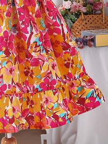 小女孩碎花圆领短袖可爱连衣裙 - 彩色 - 查看 5