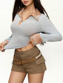 INAWLY Women's Casual Long Sleeve Collared T-Shirts - Multicolor - View 3