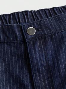 EASEVO Plus Size Men's Striped Pocket Wide Leg Loose Casual Jeans - Blue - View 8