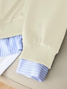 Airaco Sudadera casual de mujer con rayas y parches, otoño - Albaricoque - Ver 4