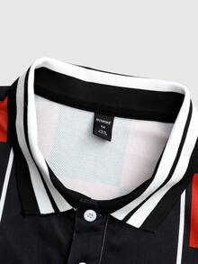 ROMWE MEN Street Life Áo nỉ chui đầu nam, Áo nỉ polo in họa tiết ô vuông phong cách Street American Daily - Đỏ - Xem 5