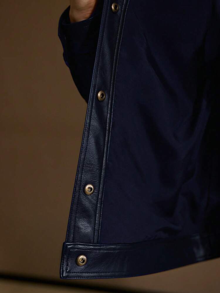 WOMEN'S SOLID COLOR VELVET CONTRAST PU LEATHER ROPE DECOR POCKET ELEGANT LONG SLEEVE JACKET