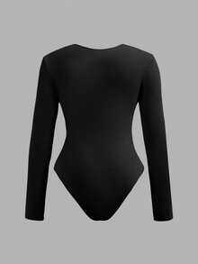 3件套少女休闲家居服基本款简约圆领长袖连体衣套装，高弹保暖罗纹针织纯色连体衣，黑/白/藏青色可选，适合休闲和运动穿着 - 彩色 - 查看 9