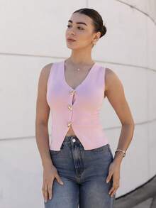 Andrea Bello Women's Sleeveless Single-Breasted Wide Strap Casual Summer Tank Top In Fall/Winter