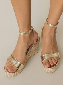 Styleloop 女士编织绳厚底坡跟凉鞋，度假风格波西米亚风复古美式西部音乐节派对厚底鞋