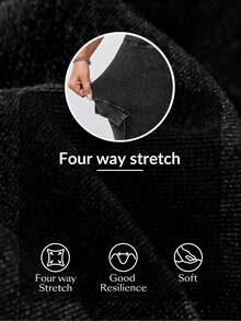 SHEIN FlexDen Women's Casual Washed High Waist Slim Fit Cargo Jeans - Black - View 9