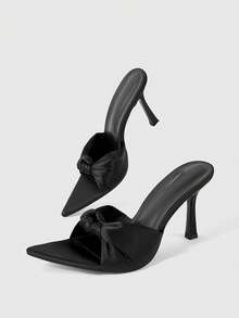 Sleekvia Giày sandal cao gót xoắn thanh lịch thời trang dành cho nữ - màu đen - Xem 2