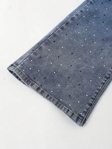 SHEIN Quần jeans ống loe co giãn rách nhẹ đa năng phong cách Y2K dành cho nữ tuổi teen, có thể phối cùng áo dài tay. - Màu xanh lam - Xem 6