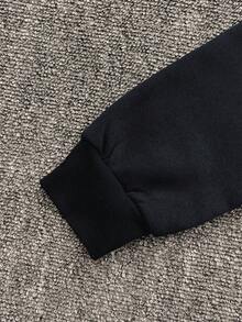 Manfinity Dauomo Men's Casual Blue Hoodie, Business Streetwear Y2K Mature Style Sweatshirt - Navy Blue - View 3