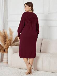 Lacomfia Robe décontracté en tricot de couleur unie, polyvalente, grande taille, automne/hiver