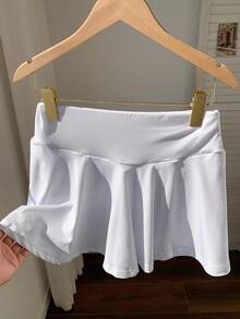 SHEIN EZwear Mùa hè Eo 2 trong1 Váy quần - trắng - Xem 3