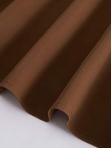 SHEIN 少女荷叶边领两件套长袖梭织连衣裙，优雅休闲，适合通勤、日常出行、派对、春秋季穿着。 - 棕色 - 查看 11