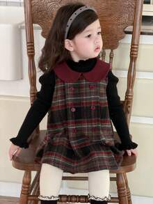 DAZY Toddler Girls' Plaid Sleeveless Layered Dress, Autumn/Winter - Red - View 7