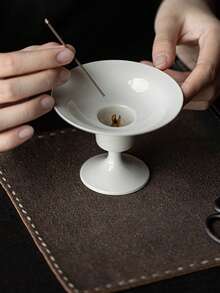 Madebyblanc 1 Piece Of Wood Ash Glaze Creative High Foot Fragrance Socket, Ceramic Wire Incense Tray, Incense Burner, Tea Room, Zen Sandalwood Incense Burner, Aromatherapy Burner - Multicolor - View 7