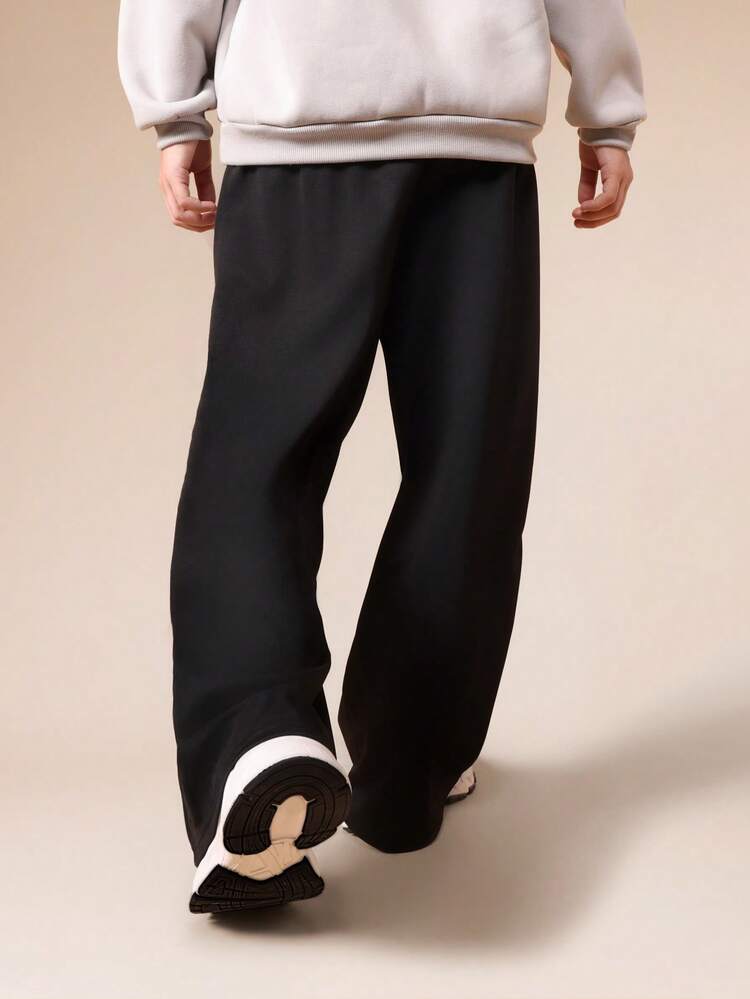 Wide Leg Drawstring Sweatpants With Side Stripes